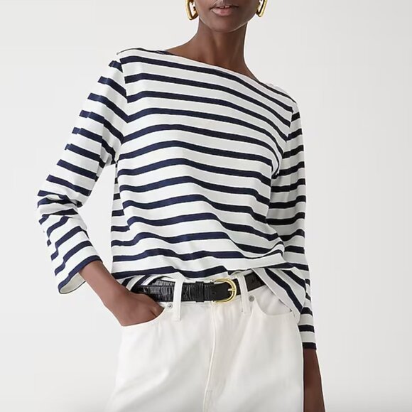 J.Crew Classic mariner cloth boatneck T shirt in stripe, Med - Picture 3 of 8